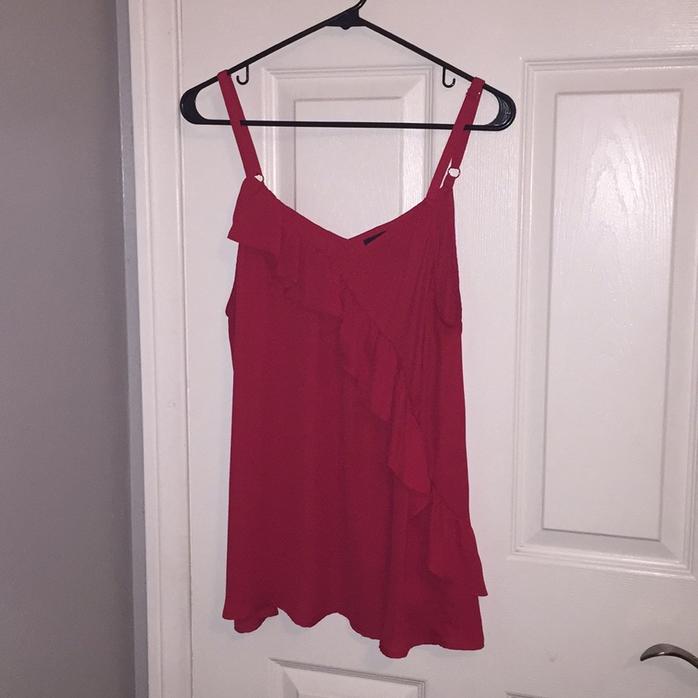 Torrid Red Ruffle Chiffon Top